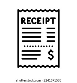 Payment receipt icon. Shop receipt. Pictogram isolated on a white background. Vector illustration