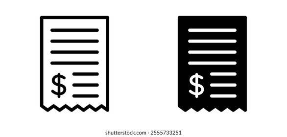 Payment receipt icon symbol collection on white background.
