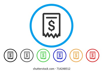 Payment Receipt icon. Vector illustration style is a flat iconic payment receipt grey rounded symbol inside light blue circle with black, gray, green, blue, red, orange color versions.