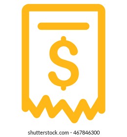 Payment Receipt icon. Vector style is flat iconic symbol with rounded angles, yellow color, white background.