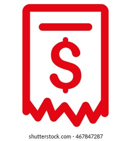 Payment Receipt icon. Vector style is flat iconic symbol with rounded angles, red color, white background.