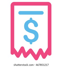 Payment Receipt icon. Vector style is bicolor flat iconic symbol with rounded angles, pink and blue colors, white background.