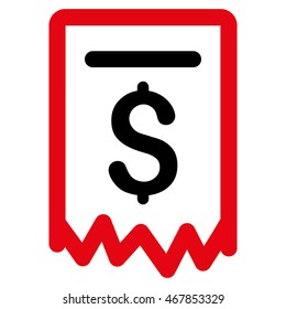Payment Receipt icon. Vector style is bicolor flat iconic symbol with rounded angles, intensive red and black colors, white background.