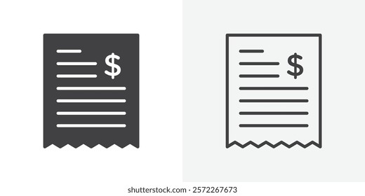 Payment receipt icons. flat and line style set