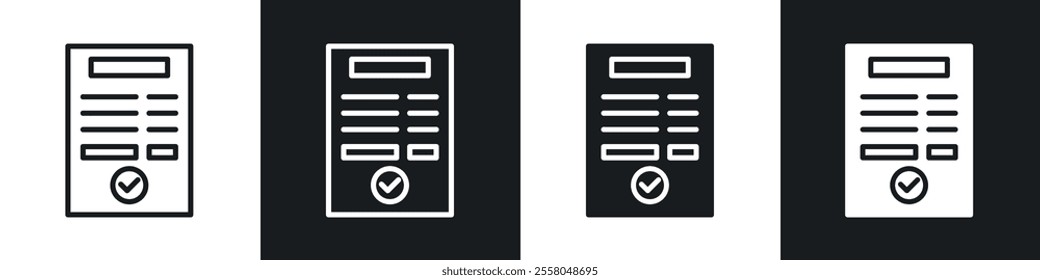 Payment receipt icons pack in black and white filled and outlined versions.