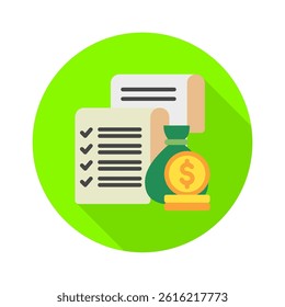 Payment Receipt mini illustration rounded color icon, use for taxation, economy, business, finance, UI, UX kit, app and web development, digital or print.