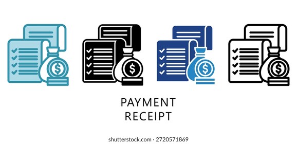 Payment Receipt Multi Style Icon. Mini Illustration Relate To Taxation, Financial Report. Use For Modern Concept, Ui, Ux Web And App Development.
