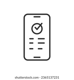 Payment and receipt on smartphone, linear icon. Line with editable stroke
