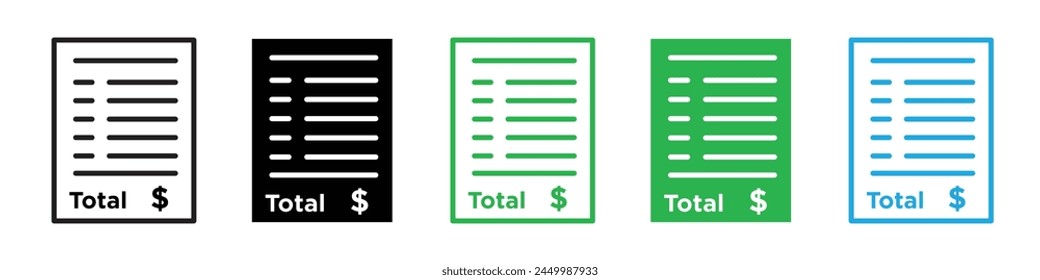 Iconos de procesamiento de pagos y Comprobante para transacciones comerciales