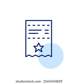 Payment receipt with star. Add financial transactions to favorites in online banking. Quality secure checkout process. VIP service. Pixel perfect, editable stroke icon