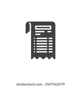 Payment receipt vector icon. filled flat sign for mobile concept and web design. Payment Check glyph icon. Symbol, logo illustration. Vector graphics