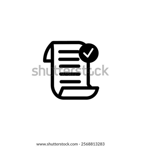 payment receipt vector icon, success payment, paper vector icon line art
