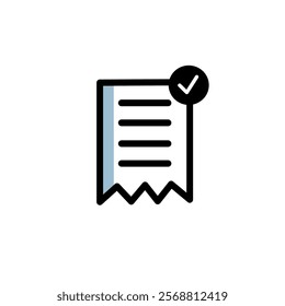 payment receipt vector icon, voucher symbol icon, flat colour, soft blue