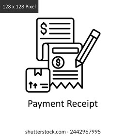 Ilustración de diseño de icono de esquema vectorial de recibo de pago. Símbolo de entrega de logística sobre fondo blanco EPS 10 Archivo