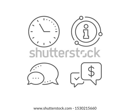 Payment receive line icon. Chat bubble, info sign elements. Dollar exchange sign. Finance symbol. Linear payment received outline icon. Information bubble. Vector
