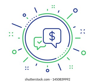 Payment receive line icon. Dollar exchange sign. Finance symbol. Quality design elements. Technology payment received button. Editable stroke. Vector