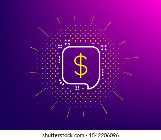 Payment received line icon. Halftone pattern. Dollar sign. Finance symbol. Gradient background. Payment message line icon. Yellow halftone pattern. Vector