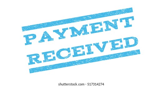 Payment Received watermark stamp. Text caption between parallel lines with grunge design style. Rubber seal stamp with dust texture. Vector light blue color ink imprint on a white background.