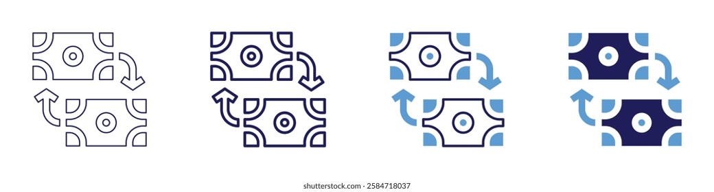 Payment reconciliation icon in 4 different styles. Thin Line, Line, Bold Line, Duotone. Duotone style. Editable stroke.