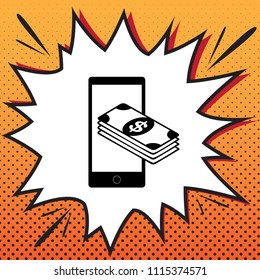 Payment, refill your mobile smart phone,. Vector. Comics style icon on pop-art background.