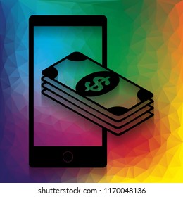 Payment, refill your mobile smart phone,. Vector. Flat style black icon on white.