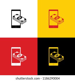 Payment, refill your mobile smart phone,. Vector. Icons of german flag on corresponding colors as background.