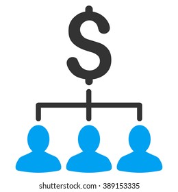 Payment Relations vector icon. Style is bicolor flat symbol, blue and gray colors, white background.