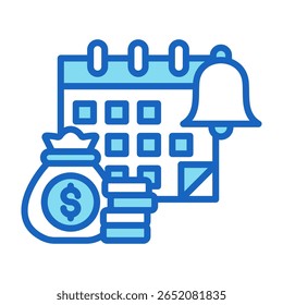 Icono de recordatorio de pago Ilustración vectorial azul