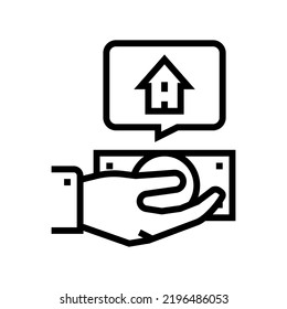 payment rental property estate home line icon vector. payment rental property estate home sign. isolated contour symbol black illustration