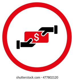 Payment rounded icon. Vector illustration style is flat iconic bicolor symbol, intensive red and black colors, white background.