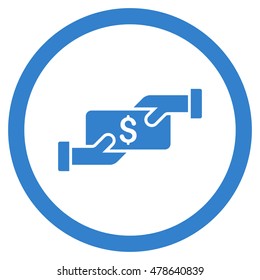Payment rounded icon. Vector illustration style is flat iconic symbol, cobalt color, white background.