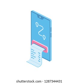 Payment route mobile app 3d vector icon isometric pink and blue color minimalism illustrate