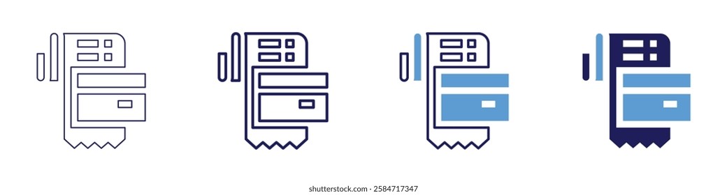 Payment routing icon in 4 different styles. Thin Line, Line, Bold Line, Duotone. Duotone style. Editable stroke.