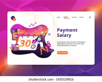 Payment Salary Illustration Modern, the concept of a payment business, can be used for landing pages, web, ui, banners, templates, backgrounds, flayer, posters - Vector