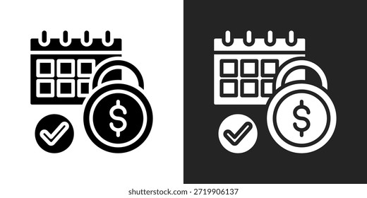 Icono De Calendario De Pago En Blanco Y Negro Estilo Glifo