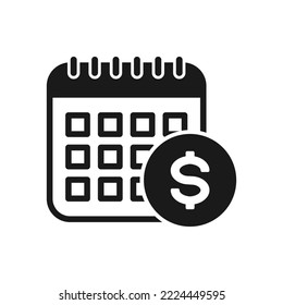 Payment schedule icon flat style isolated on white background. Vector illustration