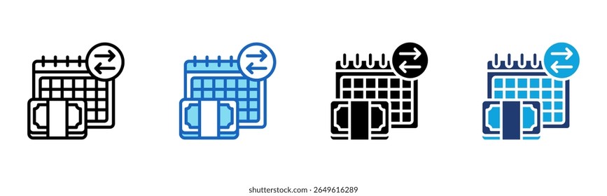 Ícone Programação de Pagamento Ilustração de Vetor com Vários Estilos