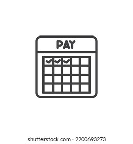 Payment schedule line icon. linear style sign for mobile concept and web design. Pay day calendar outline vector icon. Symbol, logo illustration. Vector graphics