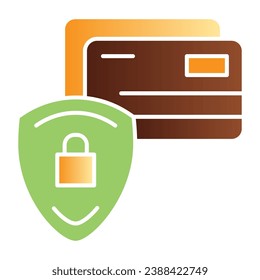 Icono plano seguro de pago. Iconos de color de protección de tarjeta de crédito en estilo plano de moda. Tarjeta de crédito con diseño de estilo de gradiente de escudo, diseñado para web y app. Eps 10