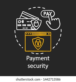 Payment security concept chalk icon. E-payment idea. Safe money transaction. Online banking. Finance insurance. Digital investment. Vector isolated chalkboard illustration
