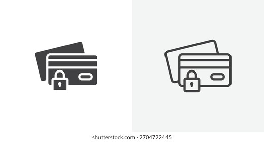 Ícone de segurança de pagamento. coleção de estilos de linha de traçado editável e plano sólido.