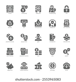 Payment Security icon pack for your website, mobile, presentation, and logo design. Payment Security icon glyph design. Vector graphics illustration and editable stroke.