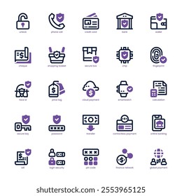 Payment Security icon pack for your website, mobile, presentation, and logo design. Payment Security icon dual tone design. Vector graphics illustration and editable stroke.