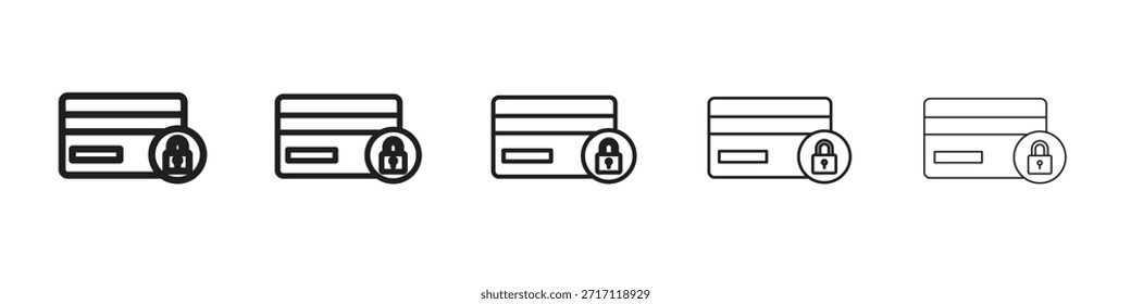 Payment security icon symbol in thin line, Black outline and stroke style