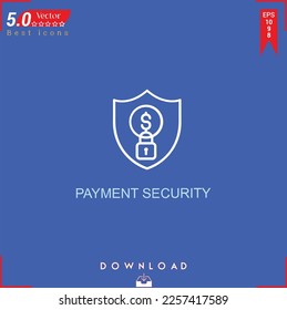 PAYMENT SECURITY icon vector on blue background. Simple, isolated, flat icons, icons, apps, logos, website design or mobile apps for business marketing management,
UI UX design Editable stroke. EPS10