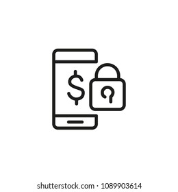 Payment security line icon. Mobile phone, dollar, lock. Finance protection concept. Can be used for topics like banking, transaction, money