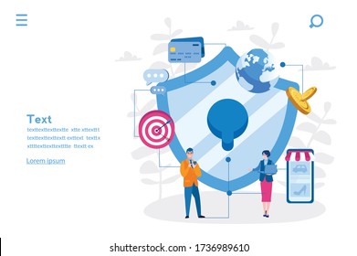 Seguridad de pago, compras en línea , pago en línea. Ilustración vectorial para banner web, infografía, móvil. Compra digital. Comercio electrónico, pago electrónico,