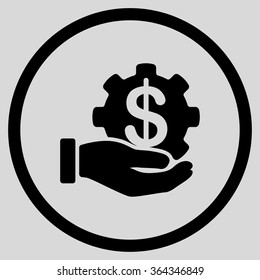 Payment Service vector icon. Style is flat circled symbol, black color, rounded angles, light gray background.