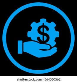 Payment Service vector icon. Style is flat circled symbol, blue color, rounded angles, black background.