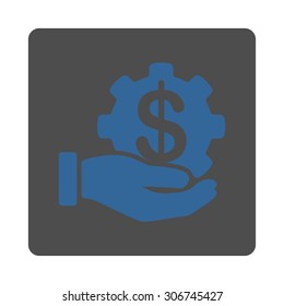 Payment Service vector icon. This flat rounded square button uses cobalt and gray colors and isolated on a white background.